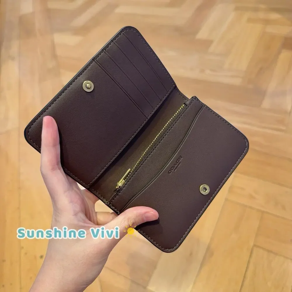 NWT Coach Essential Slim Card Case Wallet CR990 in Leather Brass/maple